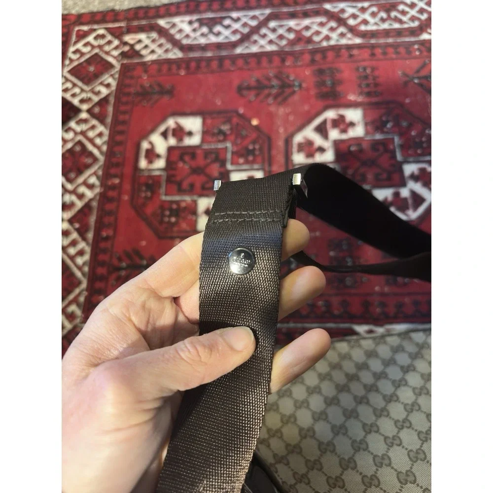 Gucci Diaper Bag Monogram Shoulder Crossbody Canvas Brown Authentic - Picture 6 of 11